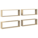 væghylder 4stk. 80x15x26,5cm kubeform konstrueret træ sonoma-eg