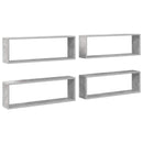 væghylder 4 stk. 80x15x26,5 cm konstrueret træ betongrå