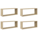 væghylder 4stk. 60x15x23cm kubeformet konstrueret træ sonoma-eg