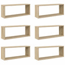 væghylder 6stk. 60x15x23cm kubeformet konstrueret træ sonoma-eg