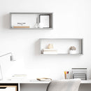 væghylder 2 stk. 60x15x23cm kubeformet konstrueret træ betongrå