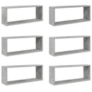 væghylder 6 stk. 60x15x23cm kubeformet konstrueret træ betongrå