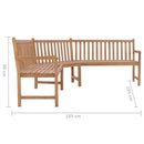 hjørnebænk til haven 185x185x90 cm massivt teaktræ
