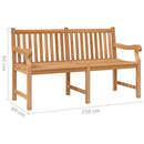 havebænk 150 cm massivt teaktræ