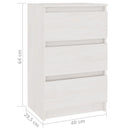 sengebord 40x29,5x64 cm massivt fyrretræ hvid
