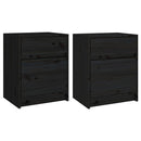 sengeskabe 2 stk. 40x31x50 cm massivt fyrretræ sort