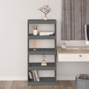 bogreol/rumdeler 60x30x135,5 cm massivt fyrretræ grå