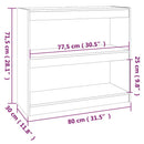 bogreol/rumdeler 80x30x71,5 cm massivt fyrretræ grå