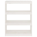 bogskab/rumdeler 80x30x103,5 cm massivt fyrretræ hvid