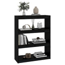 bogreol/rumdeler 80x30x103,5 cm massivt fyrretræ sort