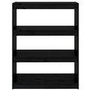 bogreol/rumdeler 80x30x103,5 cm massivt fyrretræ sort