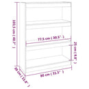 bogreol/rumdeler 80x30x103,5 cm massivt fyrretræ sort