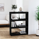 bogreol/rumdeler 80x30x103,5 cm massivt fyrretræ sort