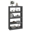 bogskab/rumdeler 80x30x135,5 cm massivt fyrretræ grå
