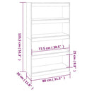 bogreol/rumdeler 80x30x135,5 cm massivt fyrretræ sort