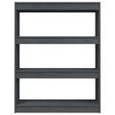 bogreol/rumdeler 100x30x103 cm massivt fyrretræ grå