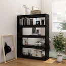 bogreol/rumdeler 100x30x135,5 cm massivt fyrretræ sort