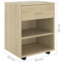 skab med hjul 46x36x59 cm konstrueret træ sonoma-eg