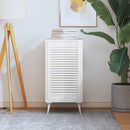 skabslåge 69x39,4 cm lameldesign massivt fyrretræ hvid