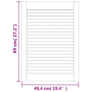 skabslåge 69x49,4 cm lameldesign massivt fyrretræ hvid