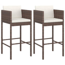 barstole 2 stk. med hynder polyrattan brun