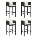 barstole med hynder 4 stk. polyrattan sort