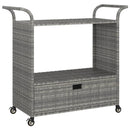 barvogn med skuffe 100x45x97 cm polyrattan grå