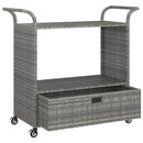 barvogn med skuffe 100x45x97 cm polyrattan grå