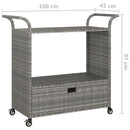 barvogn med skuffe 100x45x97 cm polyrattan grå