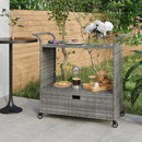 barvogn med skuffe 100x45x97 cm polyrattan grå
