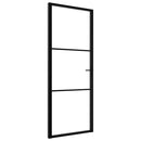 indvendig dør 76x201,5 cm sikkerhedsglas og aluminium sort