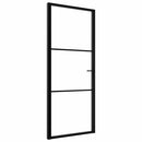 indvendig dør 83x201,5 cm sikkerhedsglas og aluminium sort
