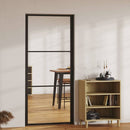 indvendig dør 93x201,5 sikkerhedsglas og aluminium sort