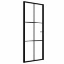indvendig dør 76x201,5 cm sikkerhedsglas og aluminium sort