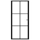indvendig dør 93x201,5 cm sikkerhedsglas og aluminium sort