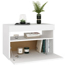 sengebord med LED-lys 60x35x40 cm konstrueret træ hvid