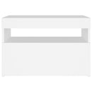 sengebord med LED-lys 60x35x40 cm konstrueret træ hvid