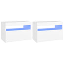 sengebord med LED-lys 2 stk. 60x35x40 cm konstrueret træ hvid