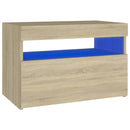 sengebord med LED-lys 60x35x40 cm konstrueret træ sonoma-eg