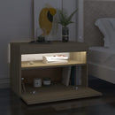 sengebord med LED-lys 60x35x40 cm konstrueret træ sonoma-eg