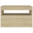 sengebord med LED-lys 60x35x40 cm konstrueret træ sonoma-eg