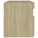 sengebord med LED-lys 60x35x40 cm konstrueret træ sonoma-eg