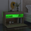 sengebord med LED-lys 2 stk. 60x35x40 cm sonoma-eg