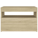 sengebord med LED-lys 2 stk. 60x35x40 cm sonoma-eg