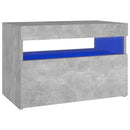 sengebord med LED-lys 60x35x40 cm betongrå