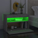sengebord med LED-lys 60x35x40 cm betongrå
