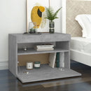 sengebord med LED-lys 60x35x40 cm betongrå
