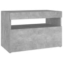sengebord med LED-lys 60x35x40 cm betongrå