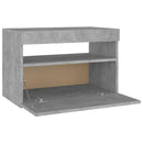 sengebord med LED-lys 60x35x40 cm betongrå