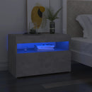 sengebord med LED-lys 60x35x40 cm betongrå